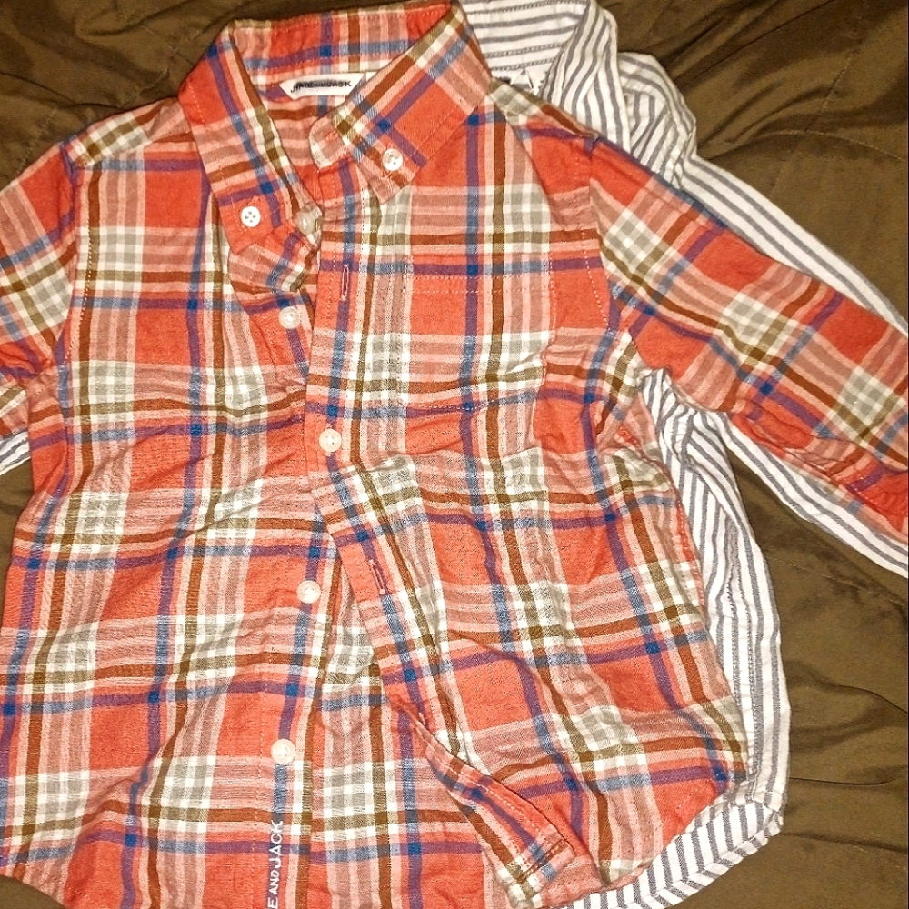 Janie and Jack-2T both qty. 2 long sleeve button down shirts, 1 is NWT, NWOT